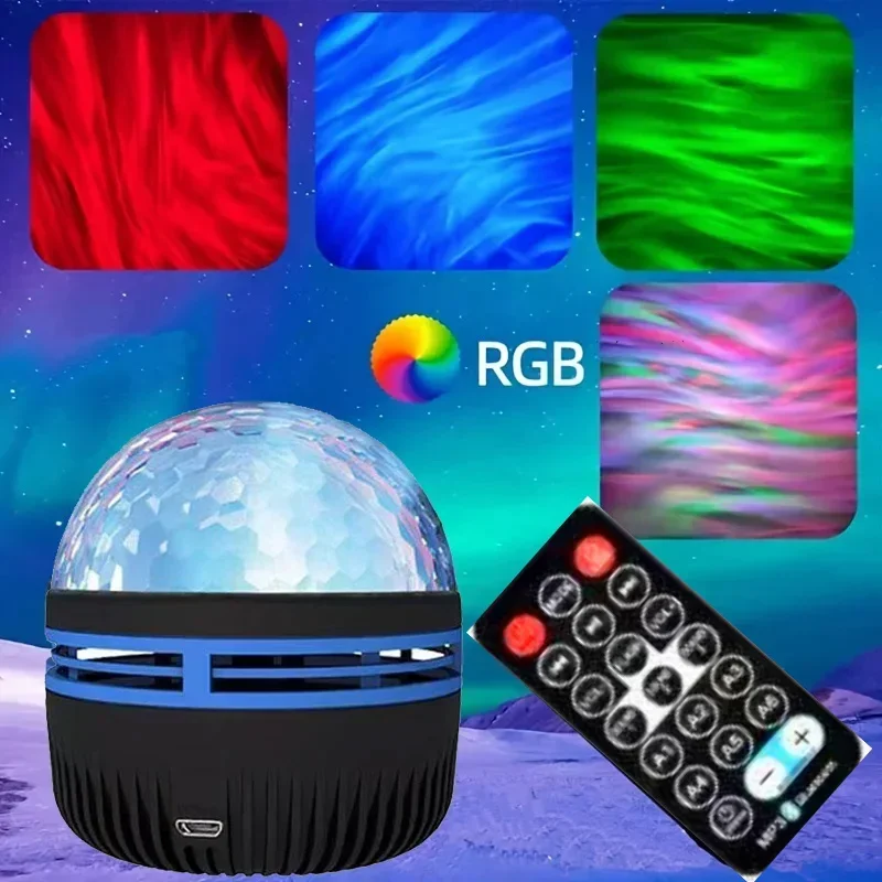 Proyector de olas oceánicas, con patrones de 7 colores y Control remoto, alimentado por USB para cine en casa, techo, decoración de habitación, 1 ud.