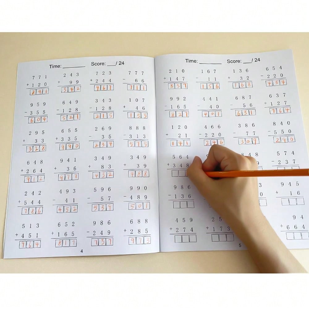 Addition and subtraction within 1000 Maths Workbook Primary School Training Book Arithmetic Competition Teaching Aids Montessori