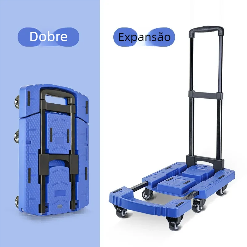 Carrinho de transporte dobrável dobrável pequeno Carrinhos de mão Carrinho de transporte retrátil Portátil Carrinho de carga silenciosa Ferramentas de manuseio de materiais