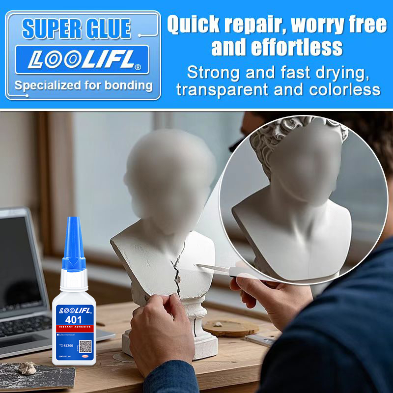 LOOLIFL 20g 401 Istantaneo Forte Super Colla Universale Supercolla Potente Colla Istantanea per Resina Ceramica Metallo Vetro Riparazione Rapida FAI DA TE