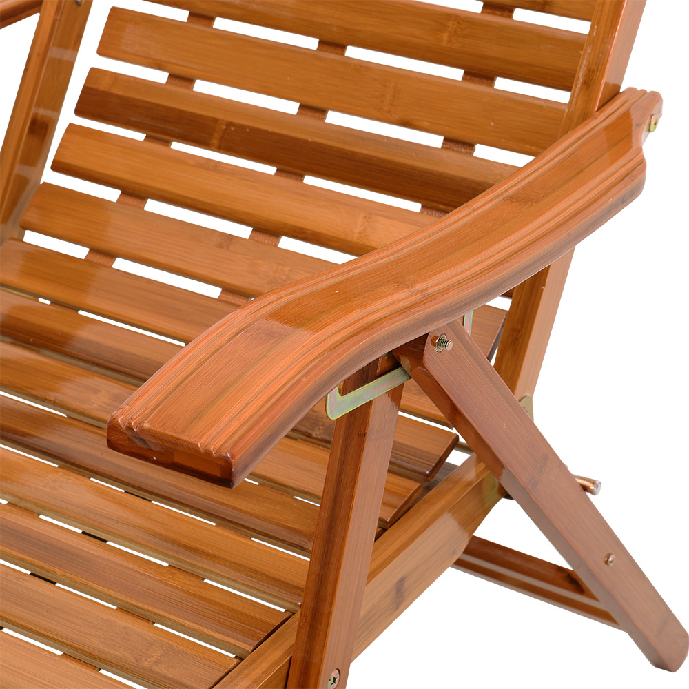【Breeins】Bamboo Foldable Recliner Lounge Chair with Retractable Footrest Outdoor