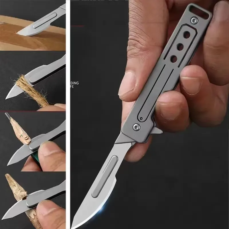 Coltello artistico con foro tondo in acciaio inossidabile per unboxing, disimballaggio, consegna espressa, attrezzi da esterno pieghevoli e multifunzionali