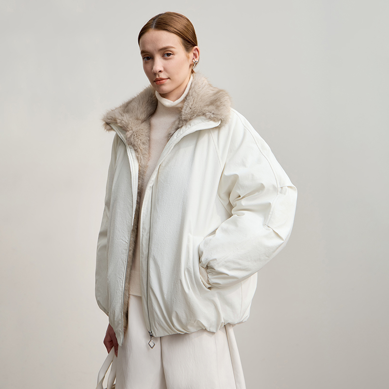 AMII женская куртка 2025, зимняя новая свободная куртка среднего и длинного мехового воротника с длинным рукавом на молнии, повседневная теплая парка, женская куртка 12544100