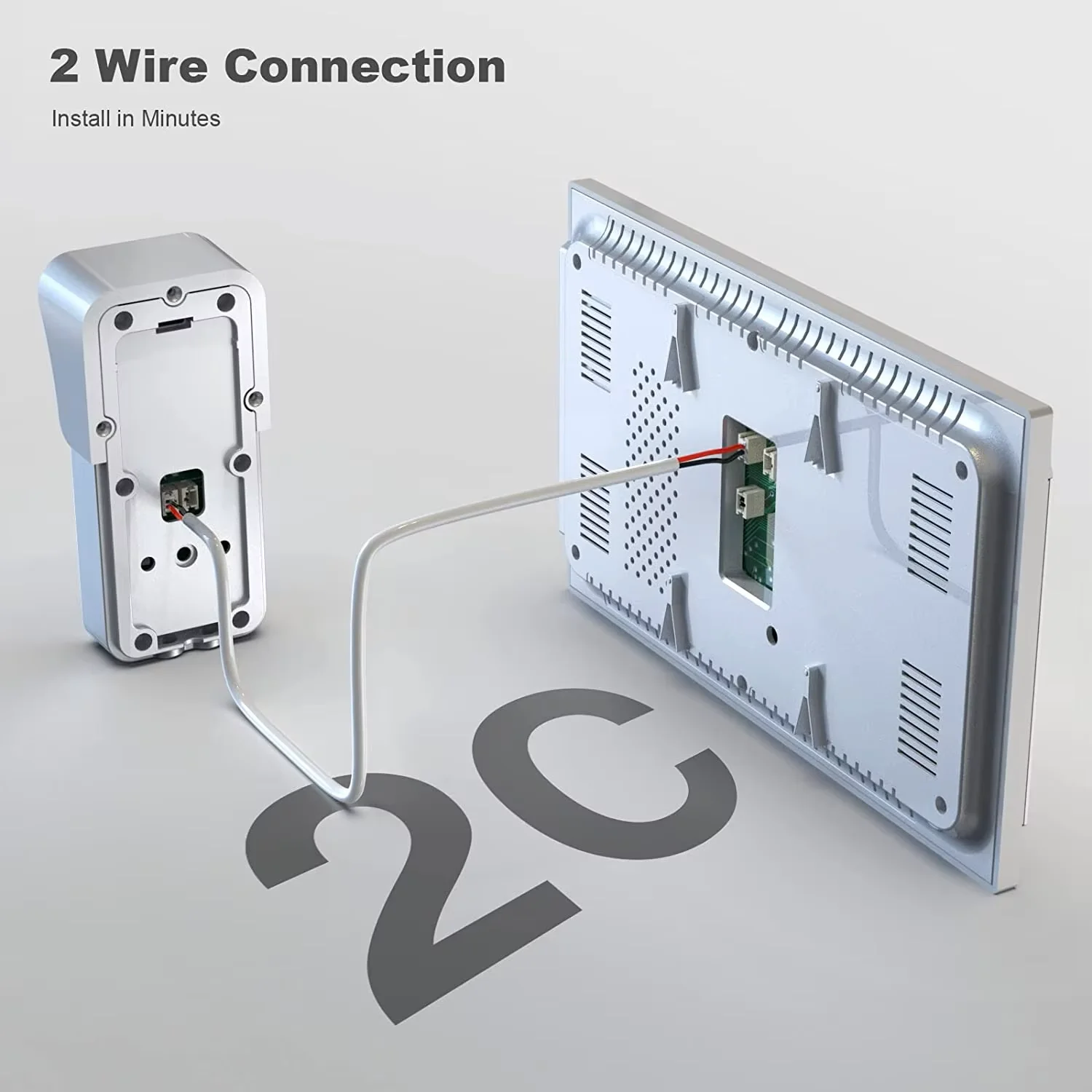 TMEZON Sistema de intercomunicação com campainha de vídeo porteiro de 2 fios, monitor de 7 polegadas com campainha com fio, botão de toque, tirachete/gravação