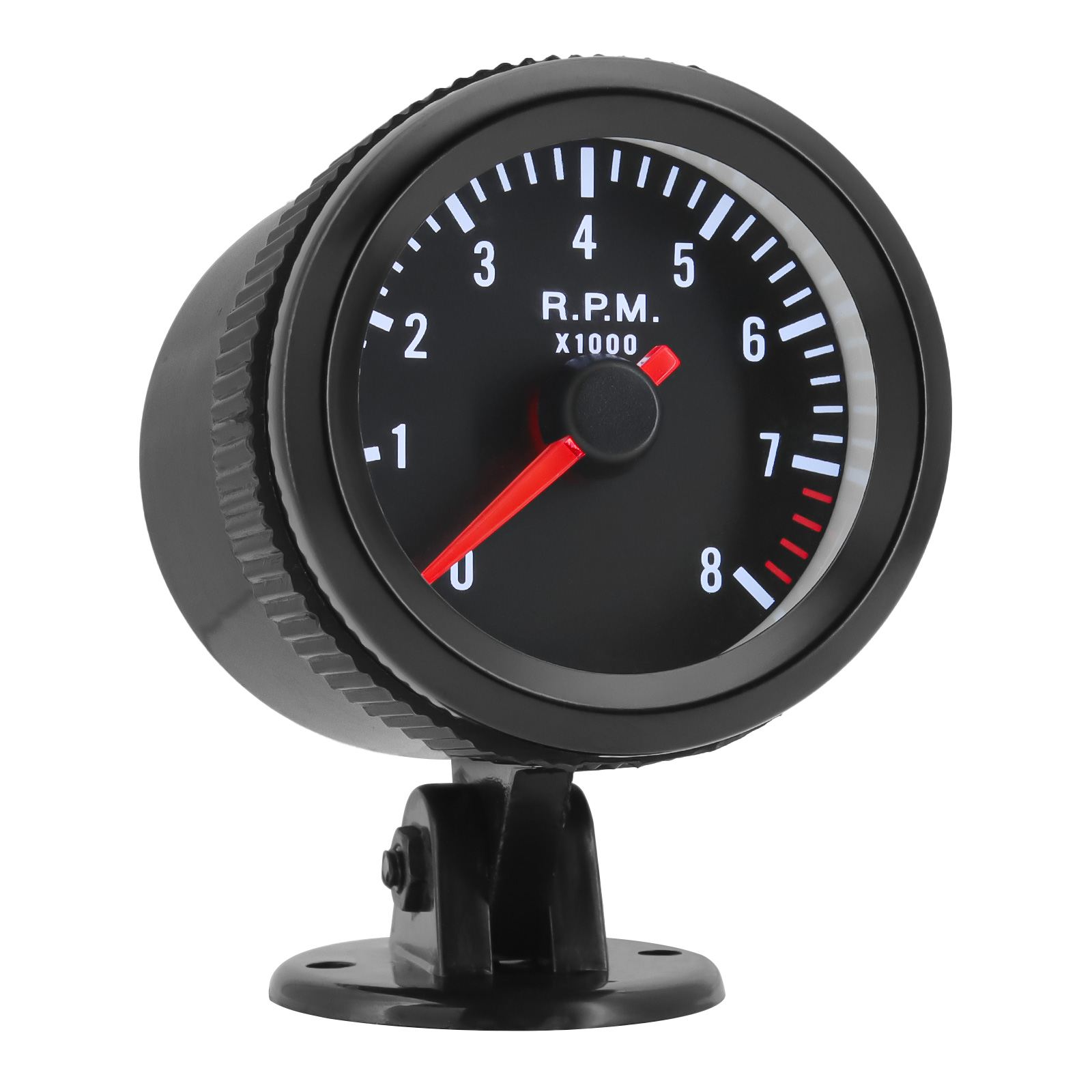 8K タコメーター + ゲージホルダー 12V 車のタコメーター 52 ミリメートル白色 LED ゲージ 8000 RPM 1-8 シリンダーガソリンエンジン用