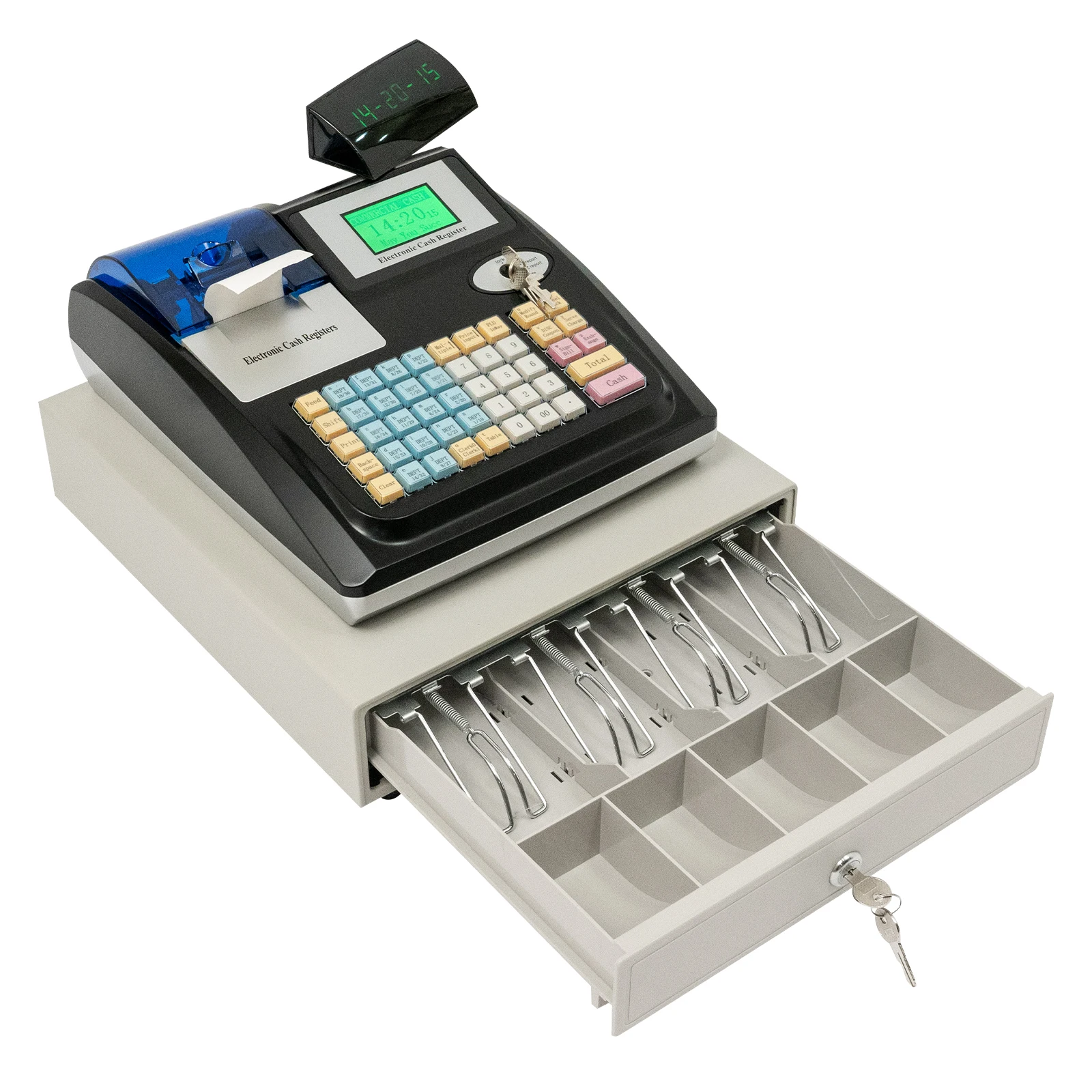 Robusto registratore di cassa elettronico con rilevatore di banconote a doppio display 48 tasti 36 depositi 10K PLU USB/RS232 a basso consumo