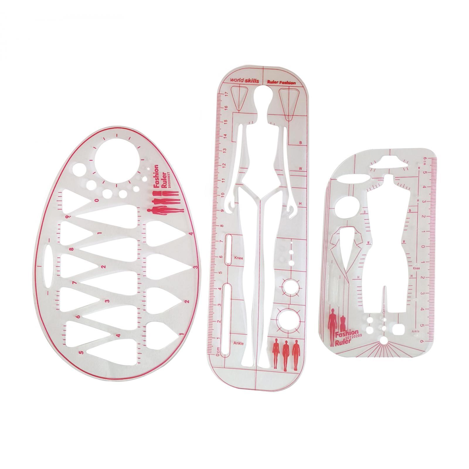 Mode-Vorlage, Lineal, Mustermacher, Kleider, multifunktionale Arbeitskleidung, transparent, modische Illustration, Lineale, Nählineal