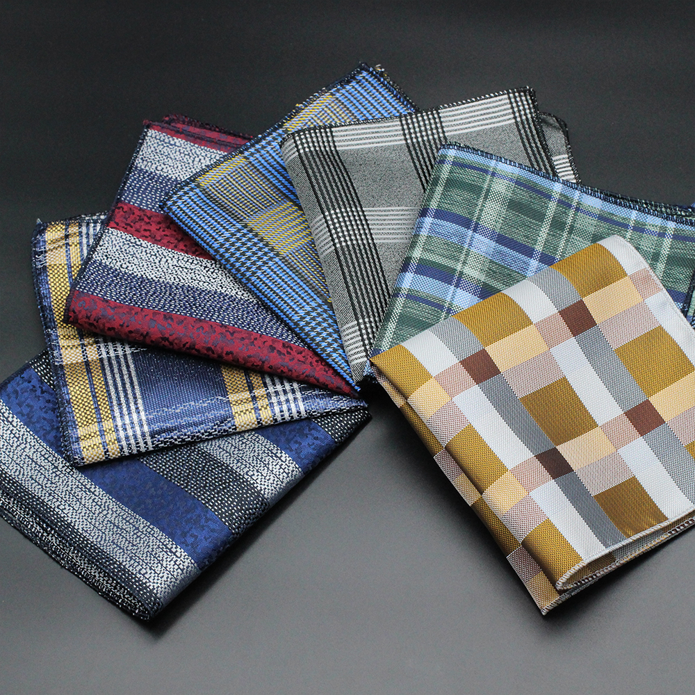 Vintage Gitter gestreift Jacquard gewebt Herren britisches Design Einstecktuch Taschentuch Brust Handtuch Anzug Zubehör