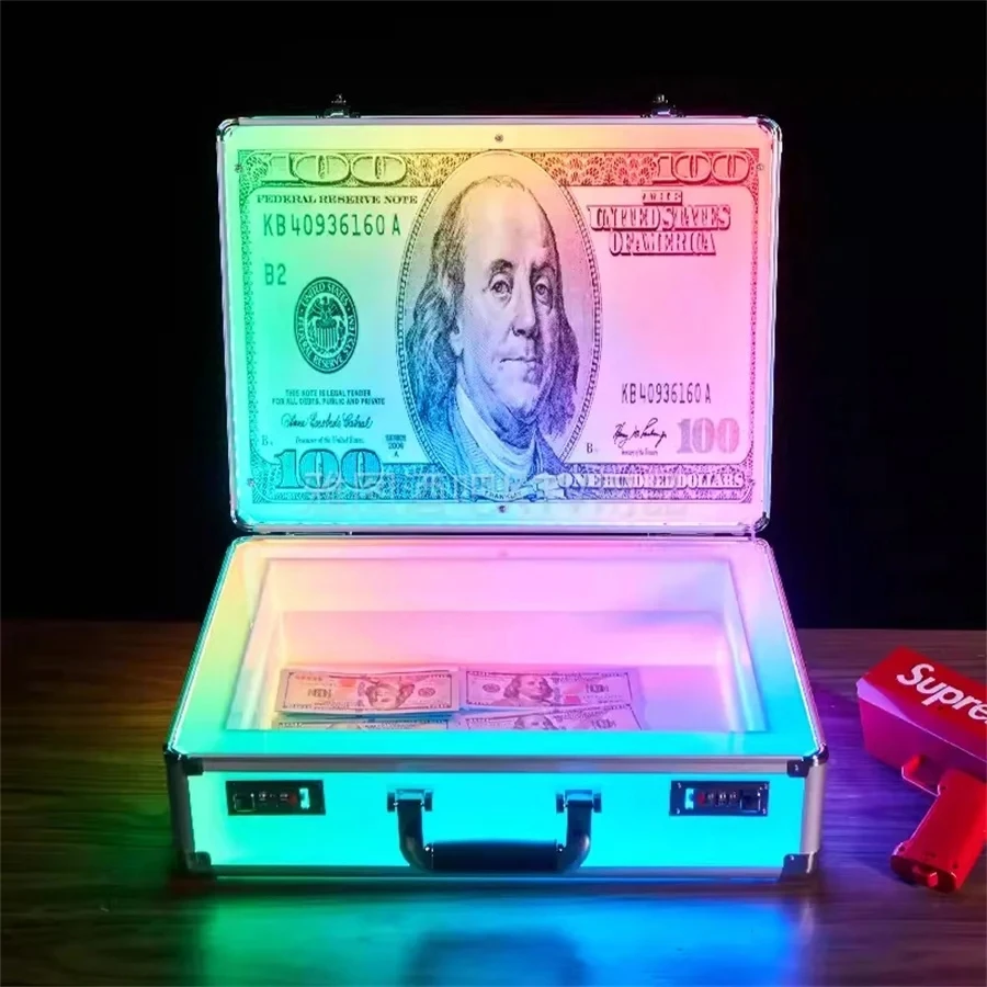 Bar Club Customized US Dollar 100 Money Case Carrier Holder Box LED Bottle Presenter suitcase display VIP currency briefcase