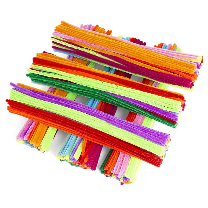100PCS Kleurrijke Chenille Stem Twisted Rod Wolwortel Pluizige Bar Ijzerdraad DIY Handwerk Draaien Decoraties Pijpreinigers Pluche