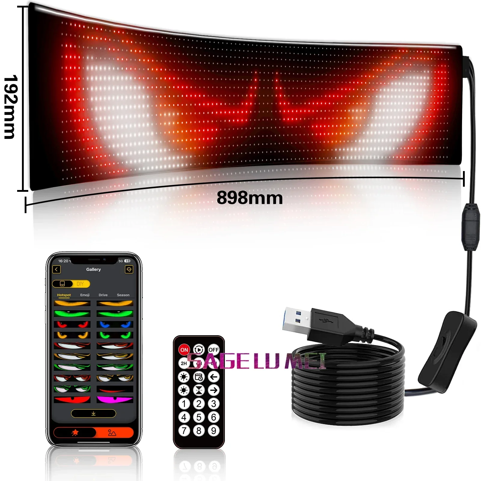 Smart APP Mehrsprachiger Windows-Werbebildschirm LED-Matrix-Panel RGB-Pixel-Graffiti Scroll-Textbrett für Auto/LKW