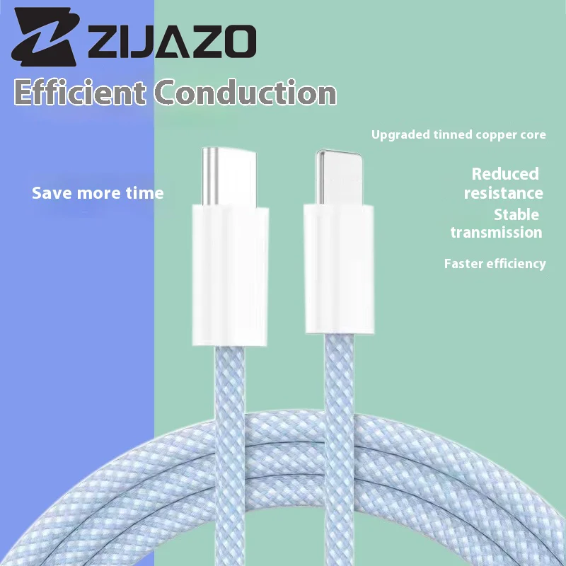 Zijazo USB-C para tipo c cabo colorido para apple iphone 15 pd 60w carregamento rápido para huawei xiaomi samsung tipo c cabo de tecelagem