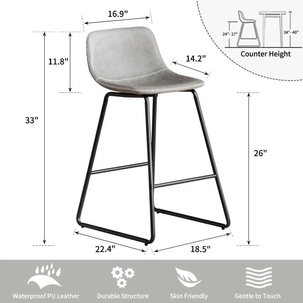 Counter Height Bar Stools Set of 4, Counter Stools with Backs, Modern Barstools for Kitchen Island, Bar Stools 26 Inch Seat Hei