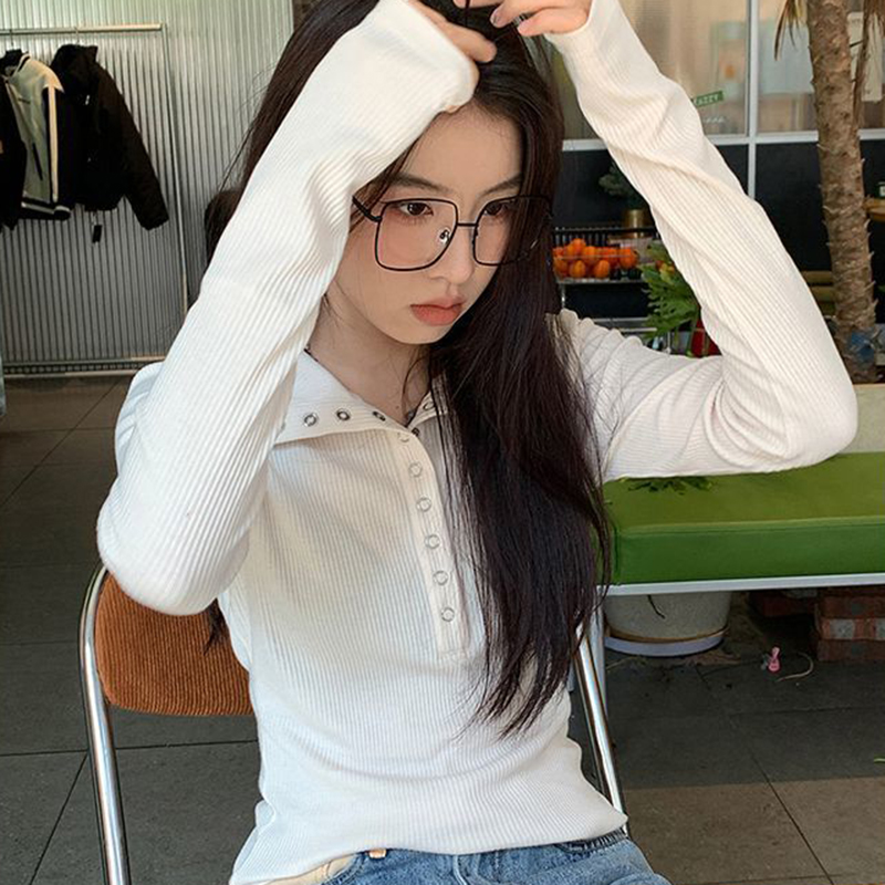 Biyaby-suéter de punto con botones para mujer, jerséis ajustados de manga larga Y2K para otoño e invierno, Tops que combinan con todo