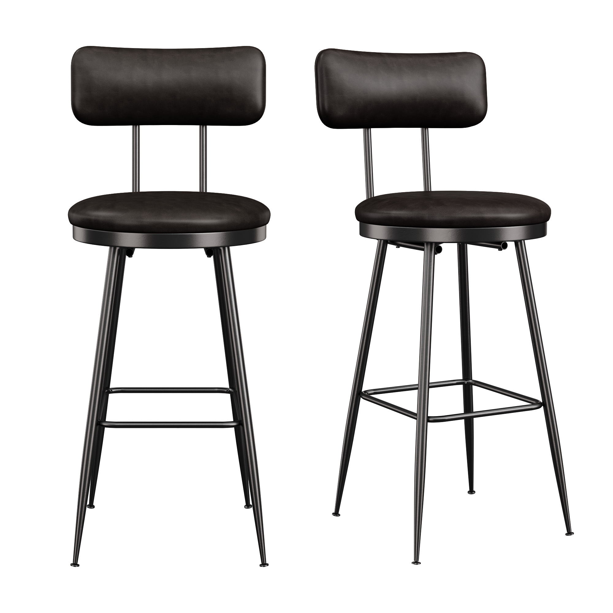 Comanlai 85 cm 2 Stück/Set Barstühle mit hoher Rückenlehne, Barhocker mit Metallbeinen, Küchenstuhl, Hochstuhl für Bar, PU-Leder, Schwarz