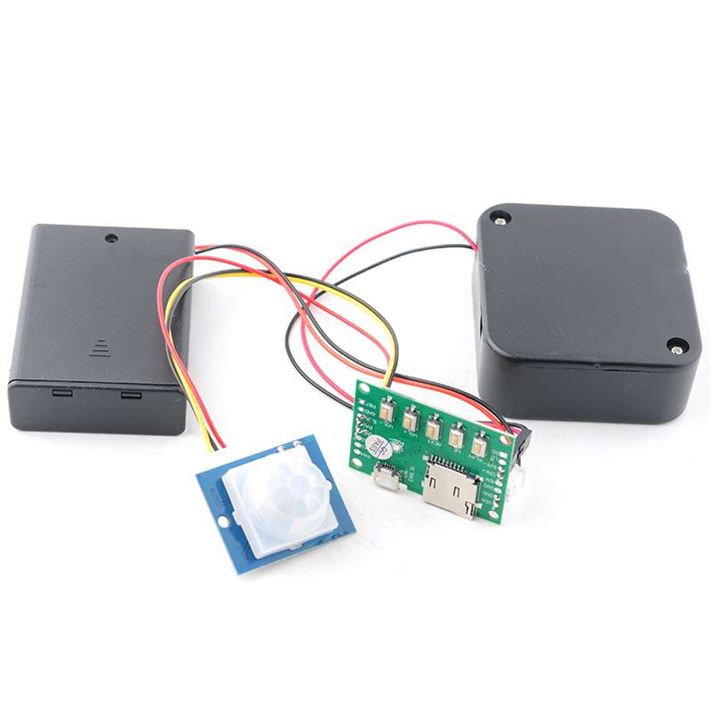 Kit de reprodução de voz de música mp3 diy com sensor pir módulo de gravação de som download usb suporte cartão tf para loja de presentes welcomer