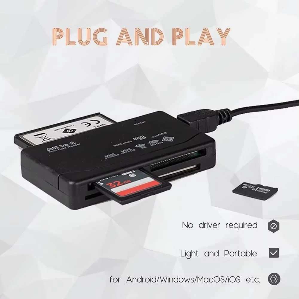 480Mbps All In One Memory Card Reader USB 2.0 External Cardreader SD SDHC Mini Micro M2 MMC XD CF Reader For MP3 Digital Camera