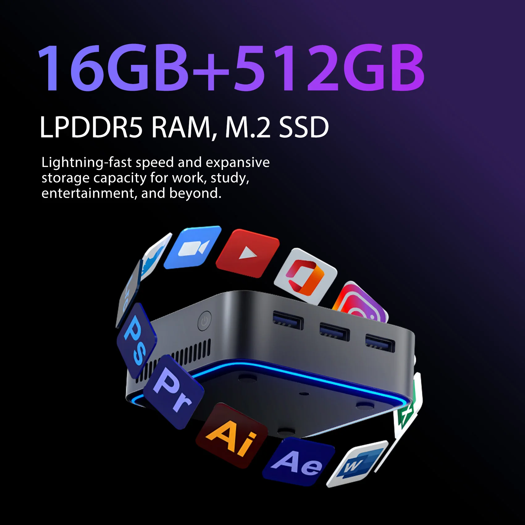 Blackview MP80 Mini PC Intel Alder Lake N95/N97 (fino a 3,6 GHz) 16 GB LPDDR5 RAM 512 GB SSD M.2, mini computer, PC desktop 4K UHD