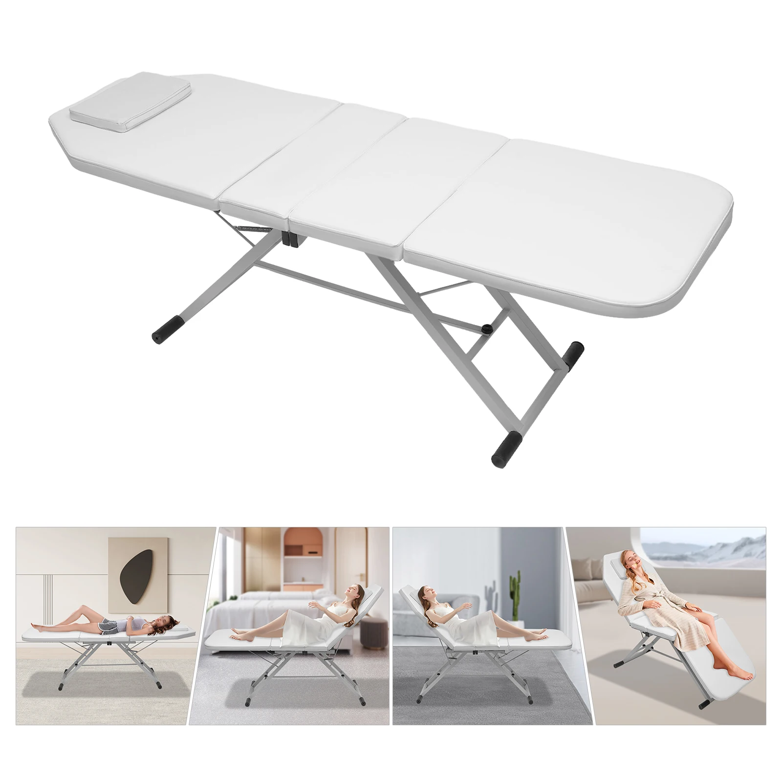 Lettino da massaggio pieghevole portatile con schienale regolabile, superficie impermeabile in PU, schiuma altamente elastica, ideale per massaggi e tatuaggi