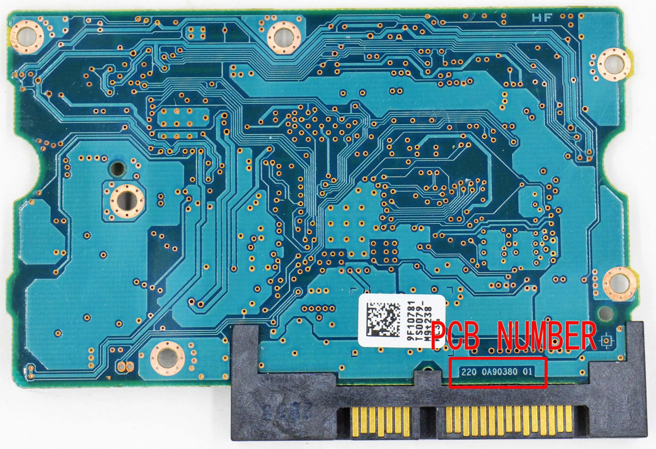 0A90380 日立 HDD PCB / 220 0A90380 01 、 110 0A90380 01 / ステッカー: 9F10781 、 0J24069 、 9F10779