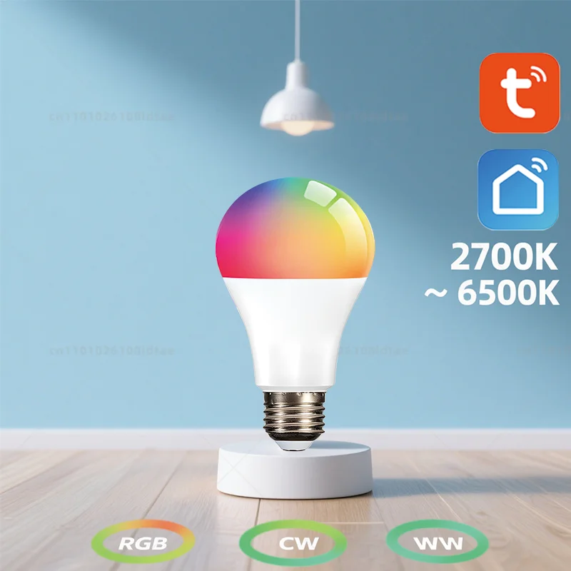 Bombilla LED inteligente Tuya con Bluetooth, 9W, 220V, 85-265V, luz RGB regulable, Control por aplicación para decoración de dormitorio, luces de fiesta