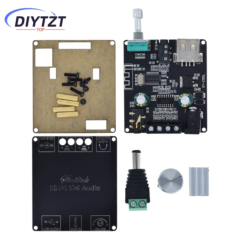 2*50W Bluetooth 5.0 Power Amplifier Class D Audio 10W~100W HiFi Stereo Wireless Music Player Mini USB Sound Card App Digital AMP