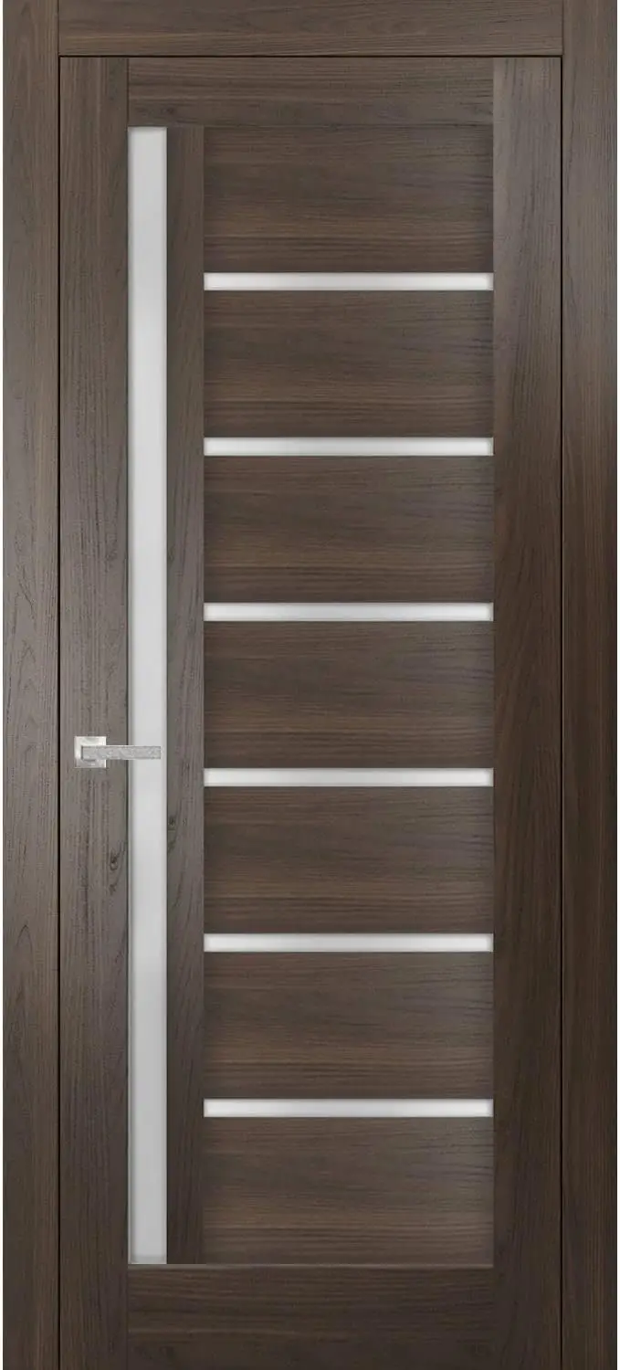 Solid French Door Frosted Glass | Chocolate Ash | Single Regular Panel Frame Trims Handle Interior House Doors