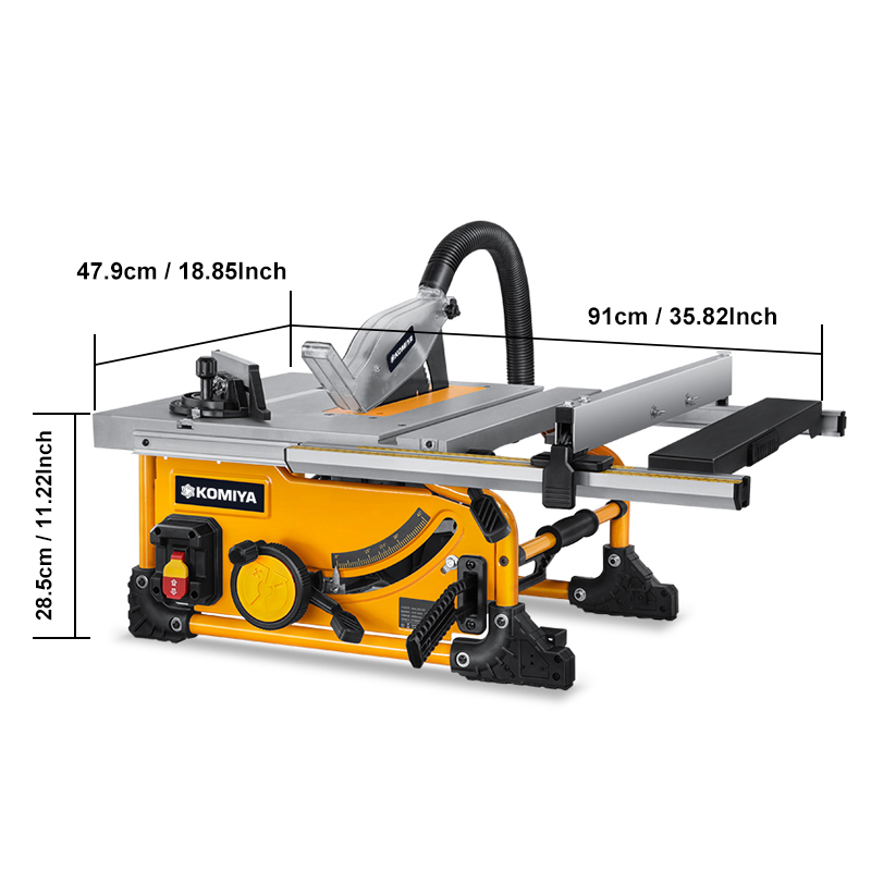 KOMIYA 테이블 톱 210mm 8 인치 목재 절단 톱 연장 테이블이있는 먼지가없는 작업장 용 휴대용 목공 기계