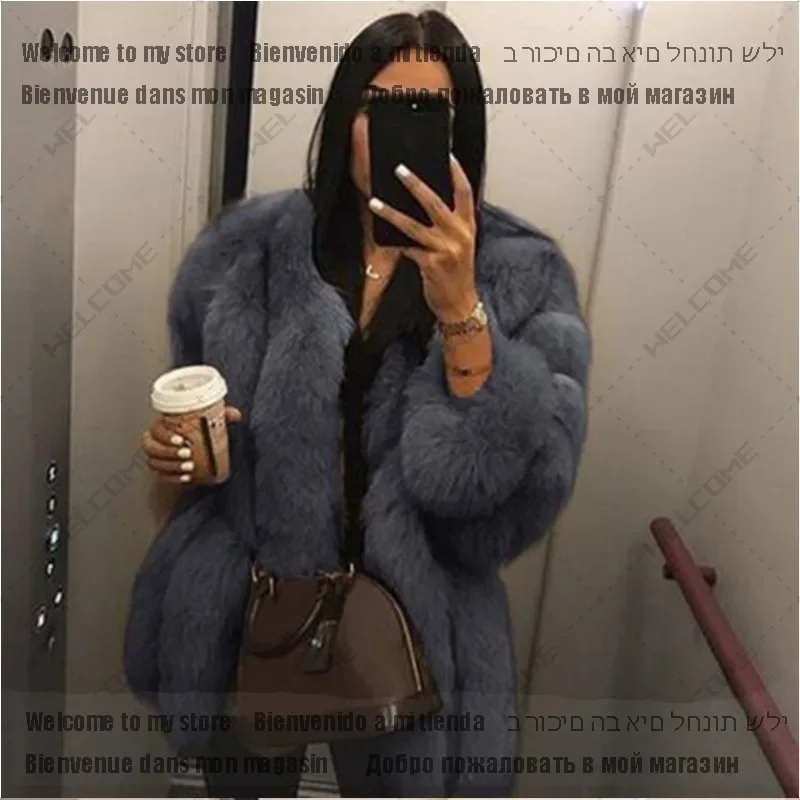 Winter Female Overcoat Long Faux Fur Jacket Women Coats Loose Casual Thicken Warm Long Sleeve Outerwears Korean Fashion Autumn