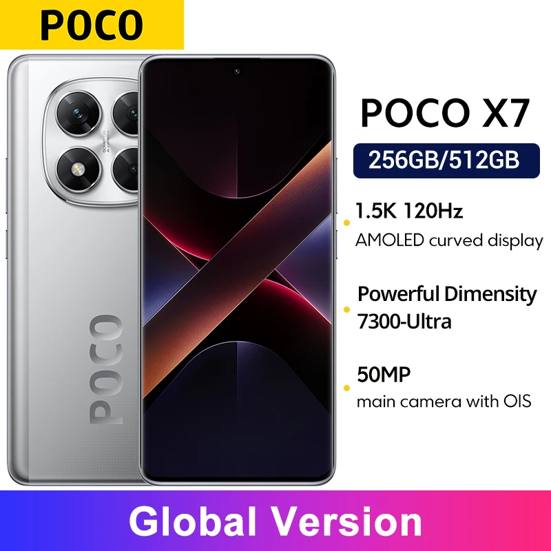 Global Version POCO X7 Smartphone Xiaomi HyperOS 50MP Camera Dimensity 7300-Ultra NFC 6.67"120Hz AMOLED Display 5110mAh 45W IP68