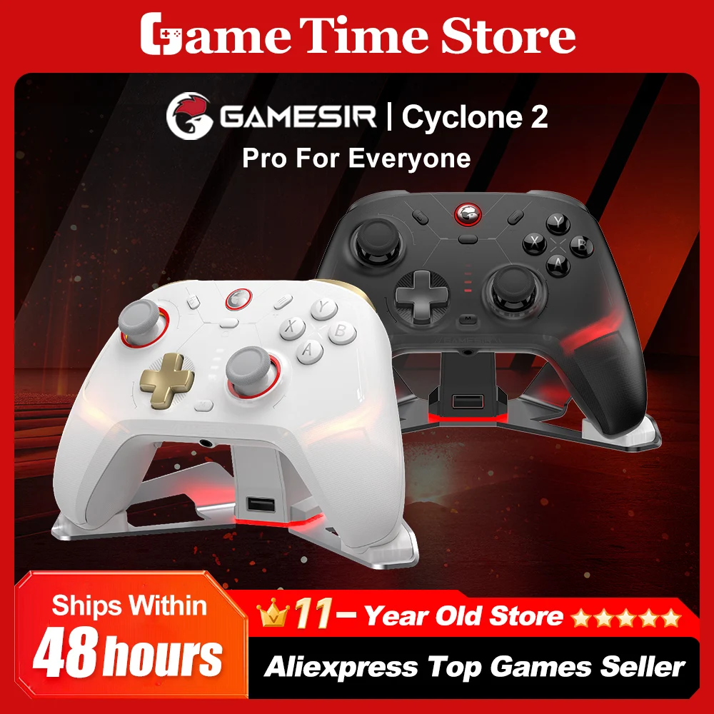 GameSir Cyclone 2 Wireless Pro Controller, Hall Effect Joysticks, Bluetooth Gamepad for Nintendo Switch, iPhone, Android & PC