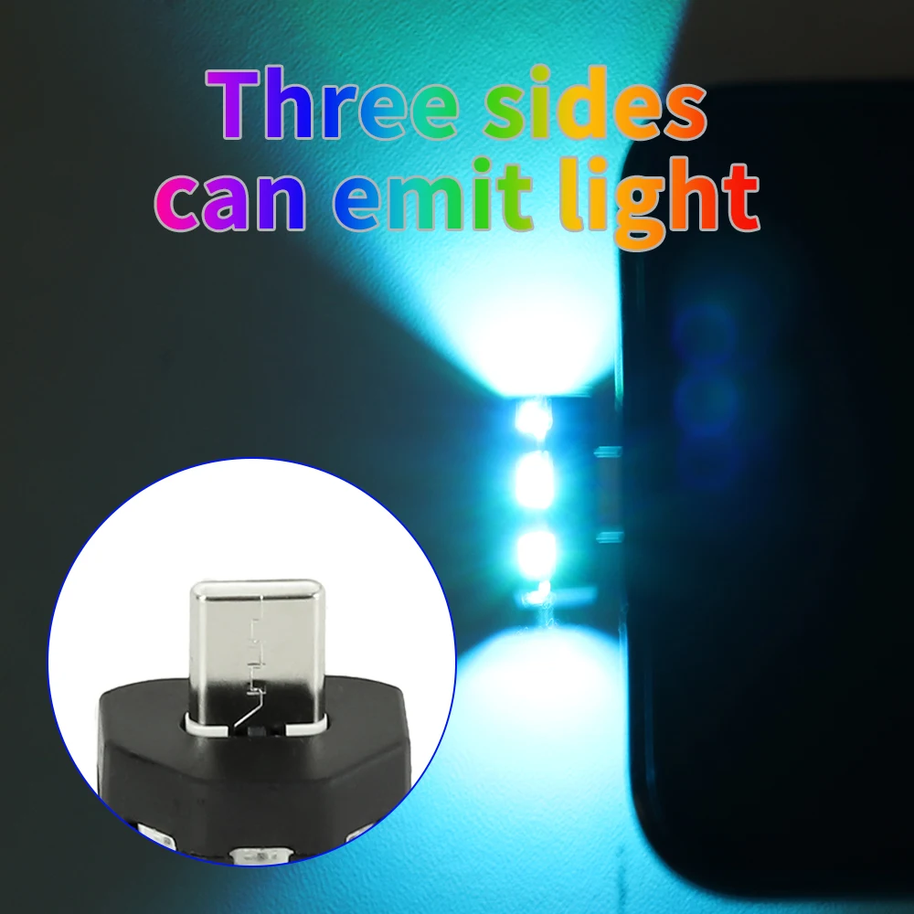 Mini Type-C LED RGB multifunctioneel omgevingslicht 8 kleuren veranderlijk 5V voor autocomputer en powerbanks verschillende apparaten