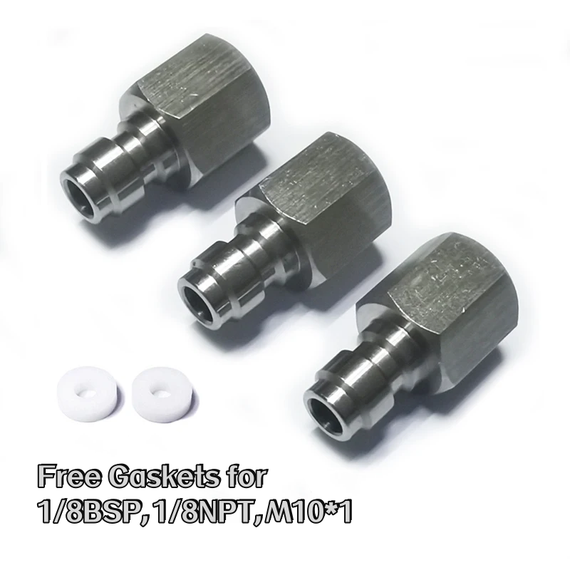 Conector macho de liberación de manguera de carga de conexión rápida de acero inoxidable, 8mm, roscas 1/8 "BSPP / 1/8" NPT / M10