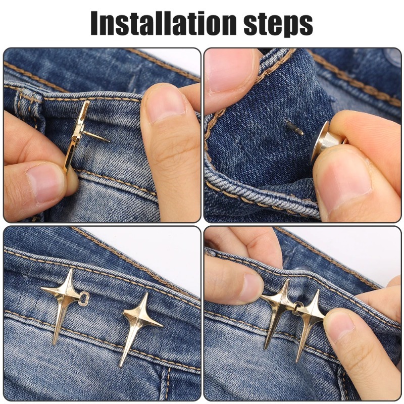 4Set Neue Kreuz Stern Form Einstellbare Taille Metall Knöpfe Schnalle Jean Abnehmbare Taille Taste Pins Spanner Kleidung Zubehör