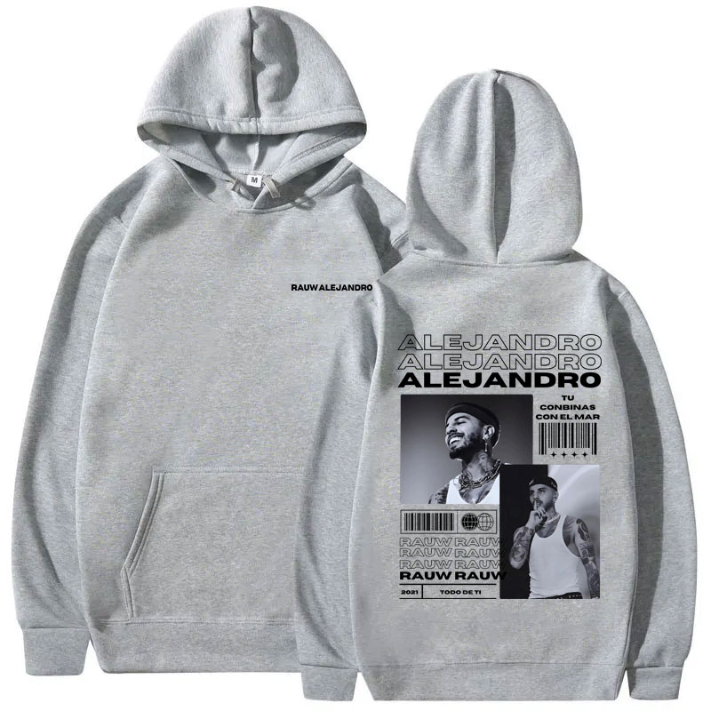 가수 Rauw Alejandro Todo De Ti 앨범 인쇄 까마귀 남자 패션 빈티지 streetwear 남자 힙합 대형 스웨터 남성 후드