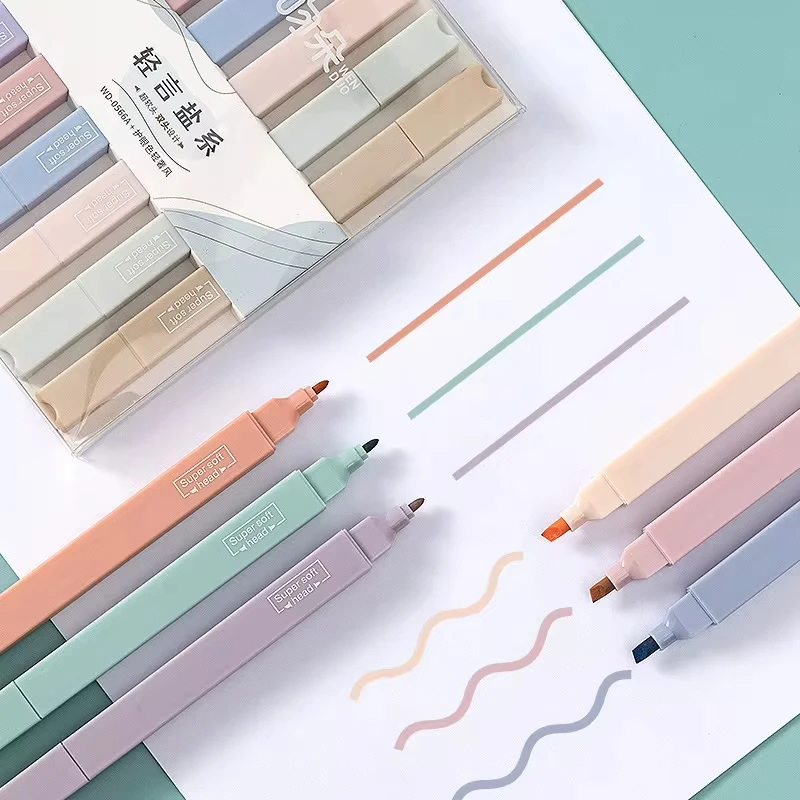 6 teile/satz Pastell Farbe Highlighter Kawaii Schreibwaren Farbe Marker Schule Liefert Student Marker Highlighter Japanische Schreibwaren