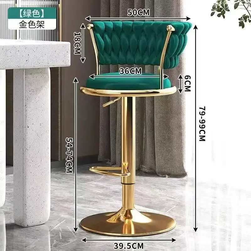 Silla de Bar para el hogar con elevación y rotación, taburete de bar de barbería, silla ajustable en altura, taburete de Bar de lujo, bancos altos para desayuno, muebles
