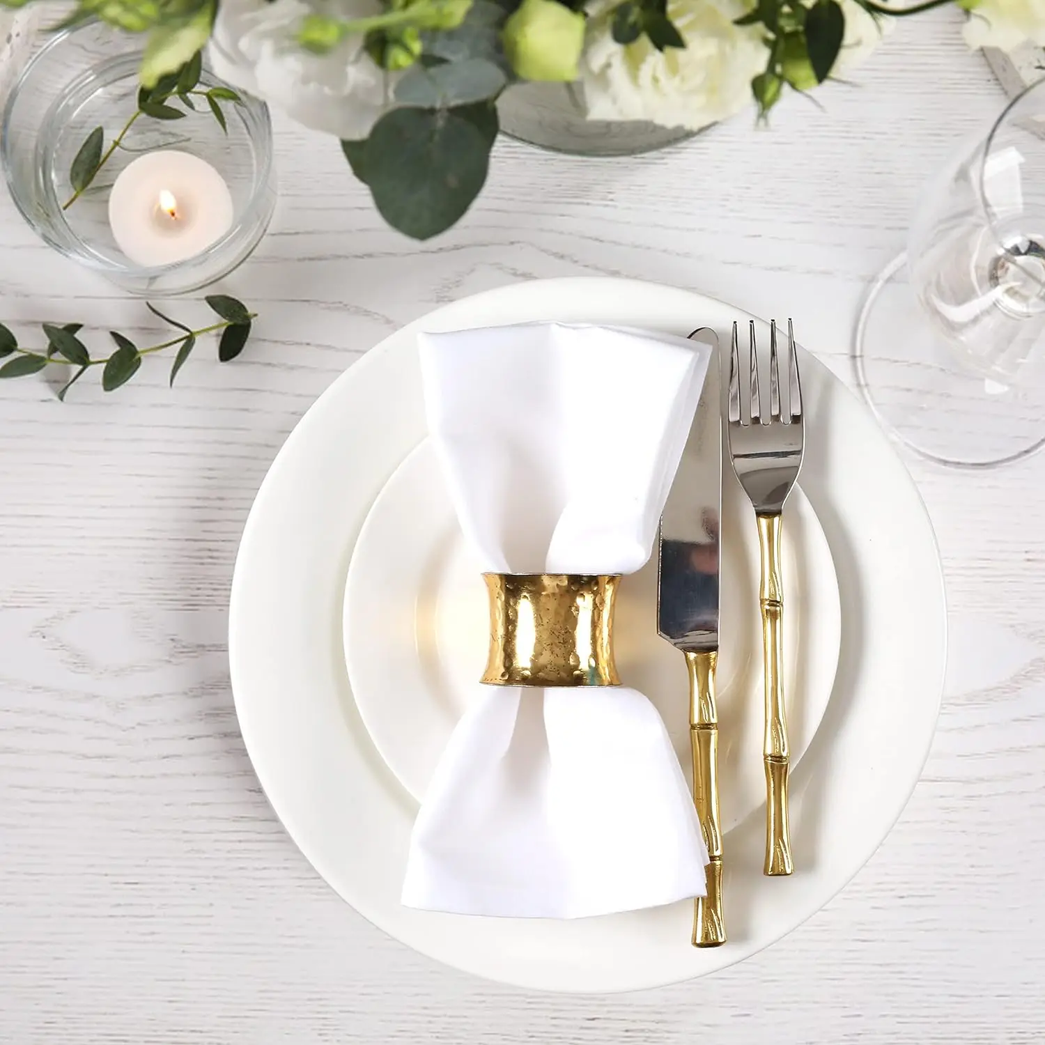 Servilleta de cena 100% algodón de 6 piezas, servilleta blanca, suave, absorbente, cómoda, ideal para eventos y uso regular