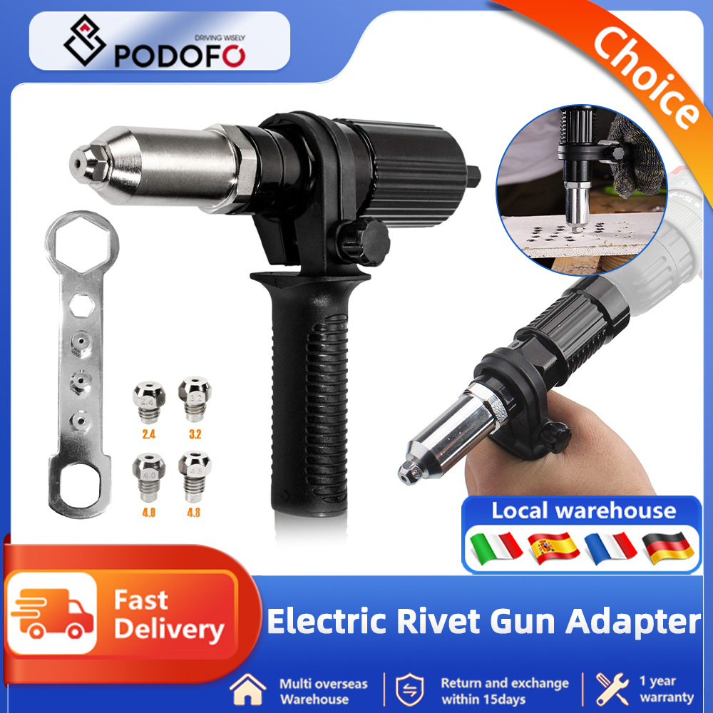 Podofo Elektrische Klinknagel Pistool Conversie Hoofd 2.4/3.2/4.0/4.8mm Klinknagel Moer Pistool Boor Adapter draadloze Klinkgereedschap Adapter