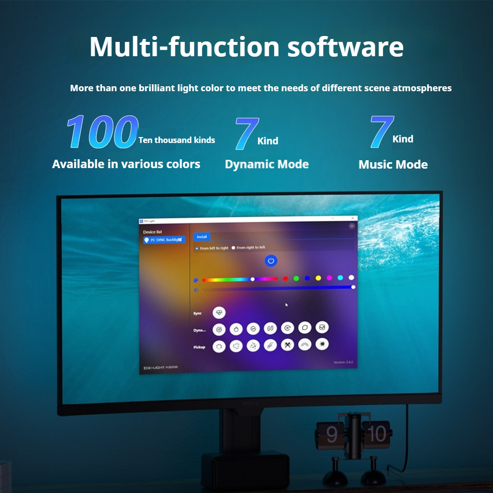 USB 5V RGB LED Computer Sync Backlight with Adhesive, Dream Color RGB IC Strip Light for Gaming Room Christmas Decor