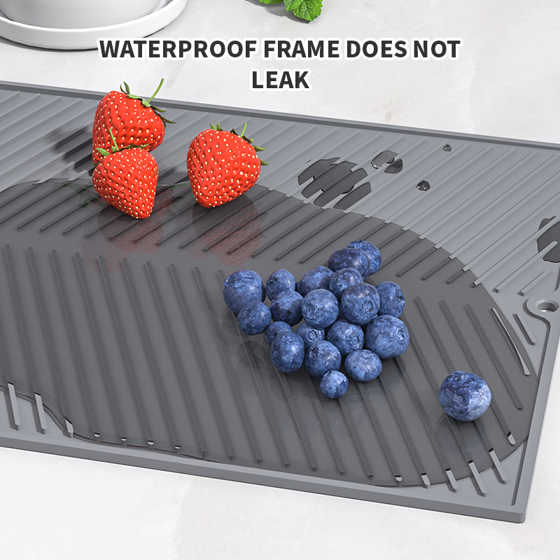 Estera de drenaje de platos de silicona, estera de drenaje de platos de silicona, sartenes de cocina, tabla de secado, bandeja escurridora, estera de drenaje de platos