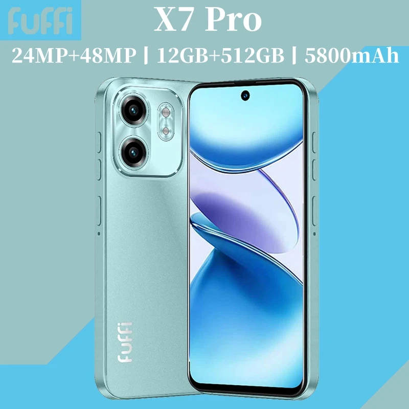 FUFFI X7 Pro Smartphones Cellphone Android 14 6.56 inch Screen,12+512GB 24+48MP Mobile phone 5800mAh Google Play Store Phone