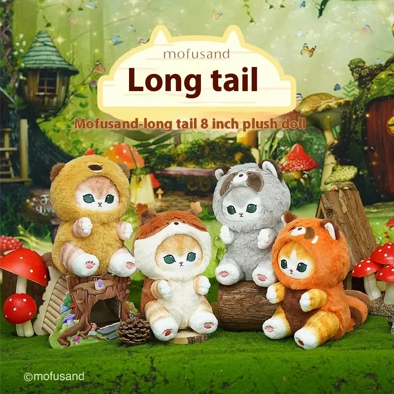 Original Mofusand Long Tailed Animals Series ตุ๊กตาตุ๊กตาน่ารัก Shark Cat ตุ๊กตา Kawaii ตุ๊กตา Plushie ของขวัญของเล่นสําหรับเด็ก