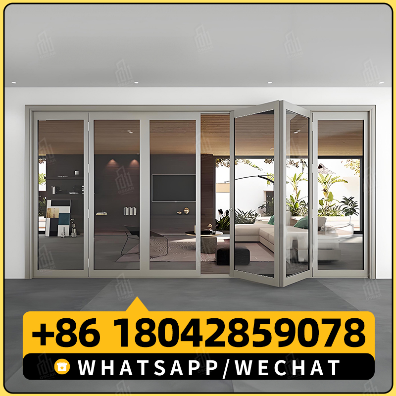 Porta deslizante dobrável em PVC de camada dupla de 6 mm