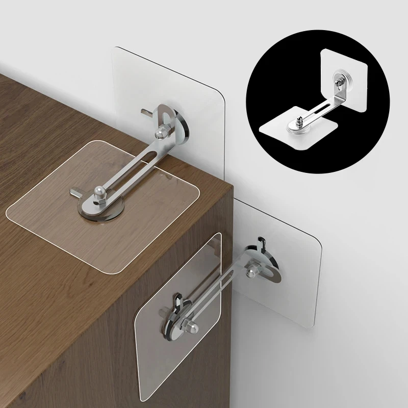 4Pcs Strong Self-adhesive Bookshelf Shoe Cabinet Wardrobe Wall Bracket Fixed Patch For Child Protection No Punching To Prevent