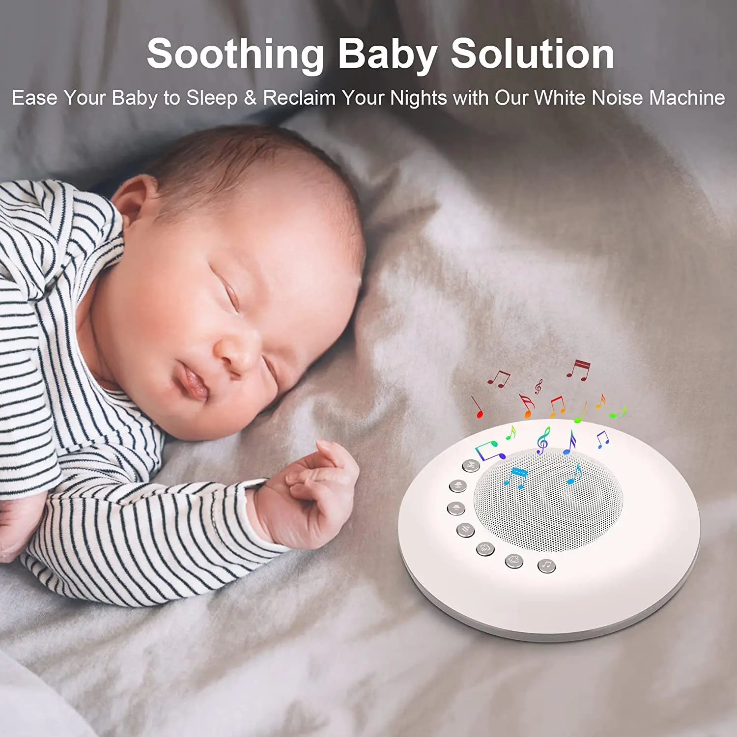 Machine sonore à bruit blanc pour bébé, 28 sons apaisants intégrés, 4 fonctions de minuterie et de mémoire, dispositif d'aide au sommeil Portable Rechargeable par USB