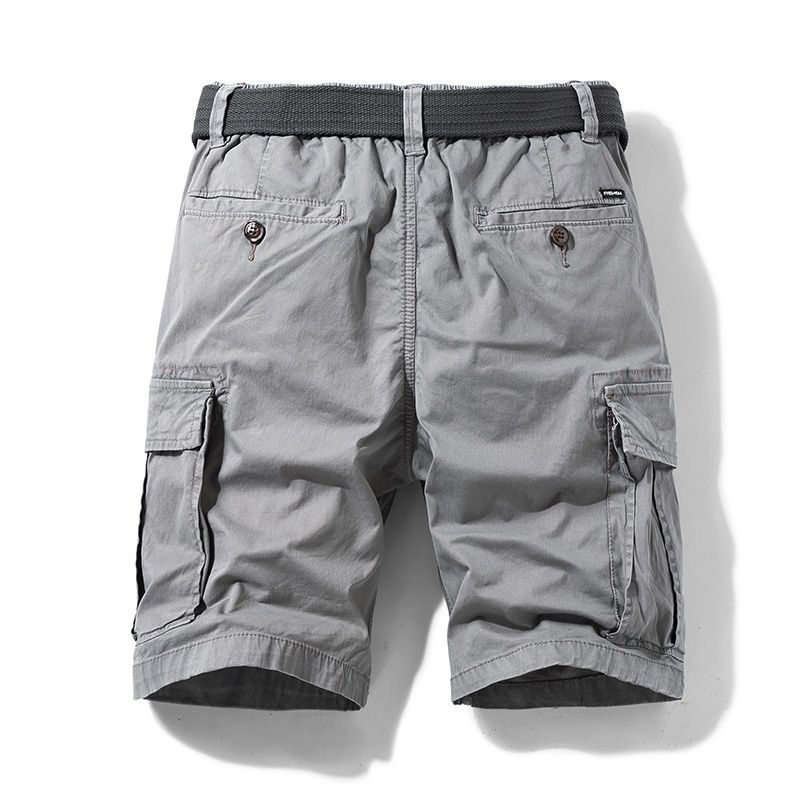 Calças Curtas de Trabalho Masculinas Estilo Americano Retro Largas Casuais de Aodão Puro para o Verão