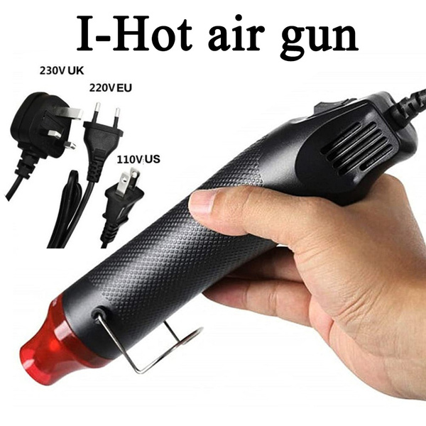 Mini pistola de calor eléctrica de 300W, pistola de aire caliente de mano con 300 Uds. De tope termorretráctil para manualidades DIY, envoltura retráctil en relieve de PVC
