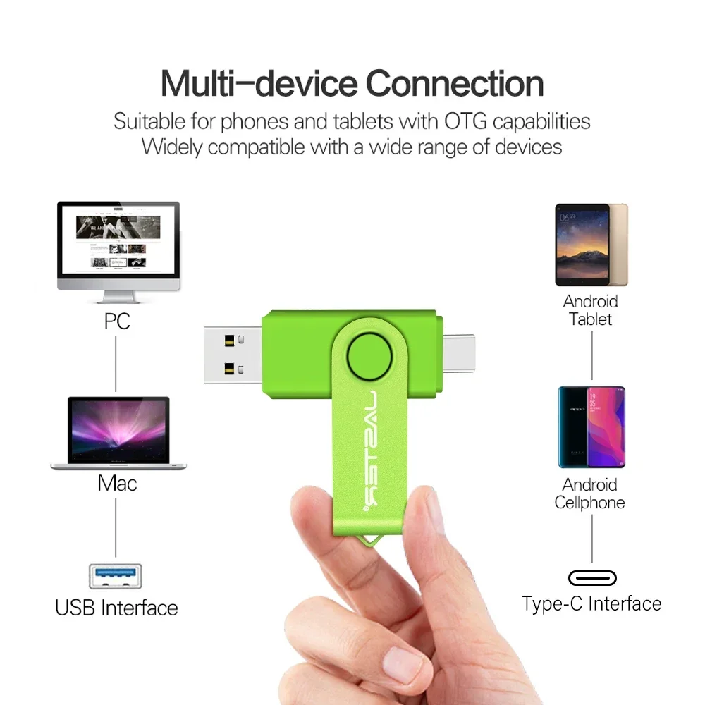 TYPE-C 2in1 High-capacity Speed USB Flash Drive 128GB Free Key Chain Pen Drive 64GB Business Gift Memory Stick Phone U Disk 32G