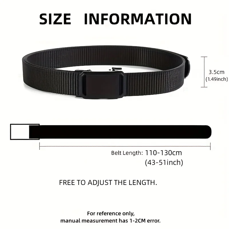 New Automatic Buckle Belt, Canvas Tactical Workwear Casual Outdoor Military Training Pants Belt For Men